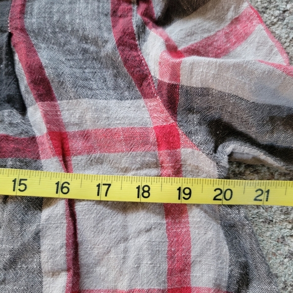 Free People‎ Red Plaid Cotton Collared Long Sleeves Button Down Shirt Medium - Picture 9 of 10